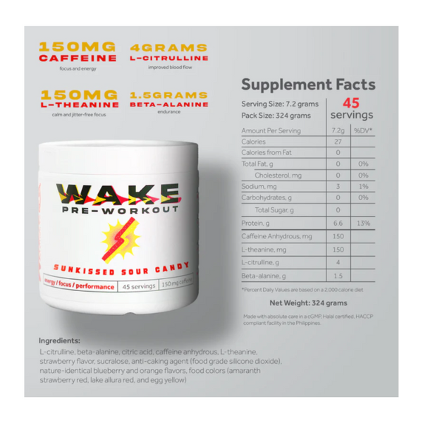 Wheyl – WAKE Pre-Workout (Sunkissed Sour Candy)