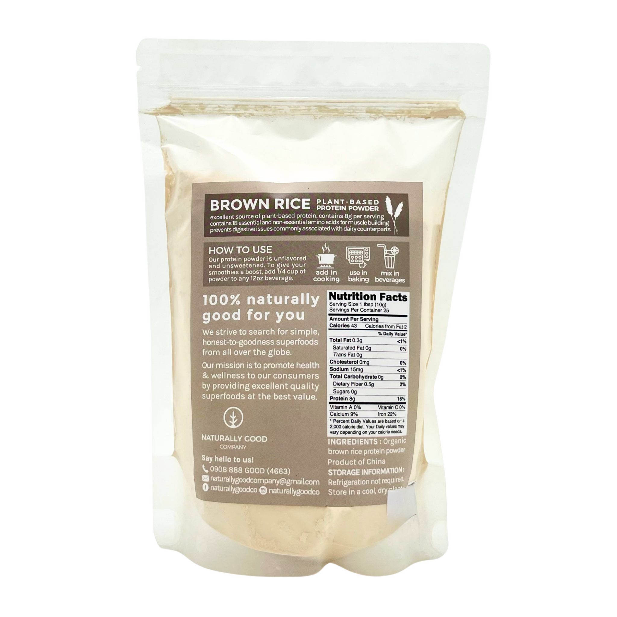 High Protein Brown Rice Naturally Good – Brown Rice Protein Powder – Real Food PH