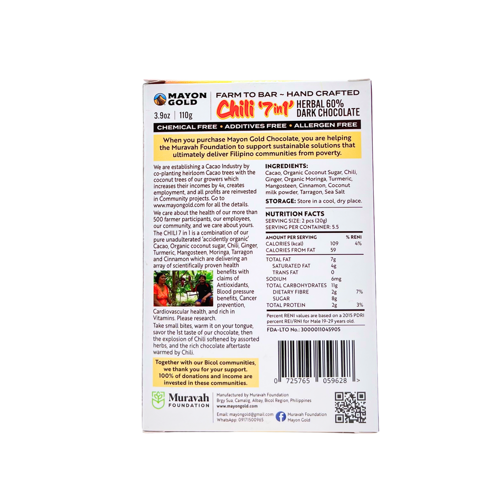 Mayon Gold – Chili 7 in 1 Herbal Dark Chocolate