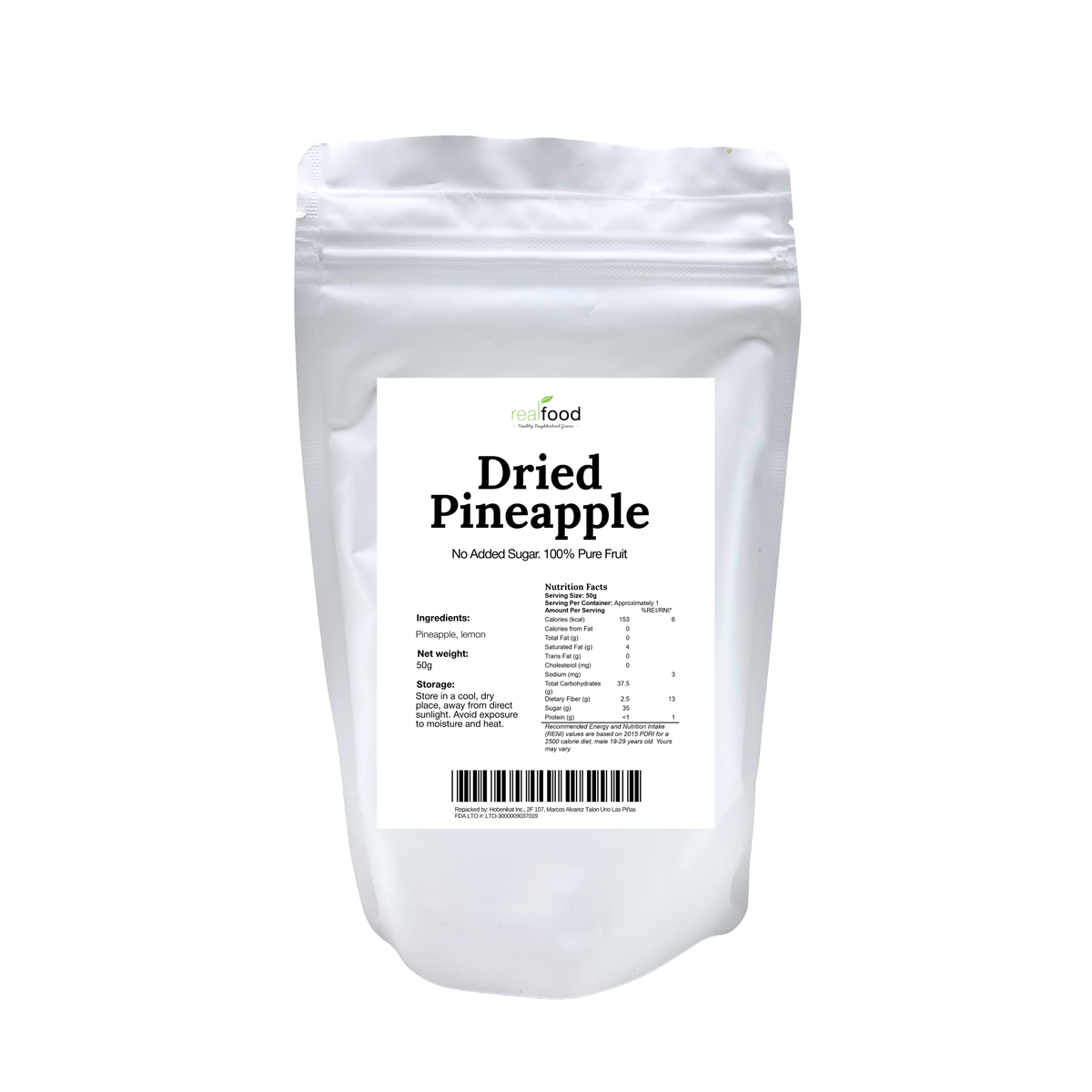 Real Food - Dried Pineapple No Added Sugar
