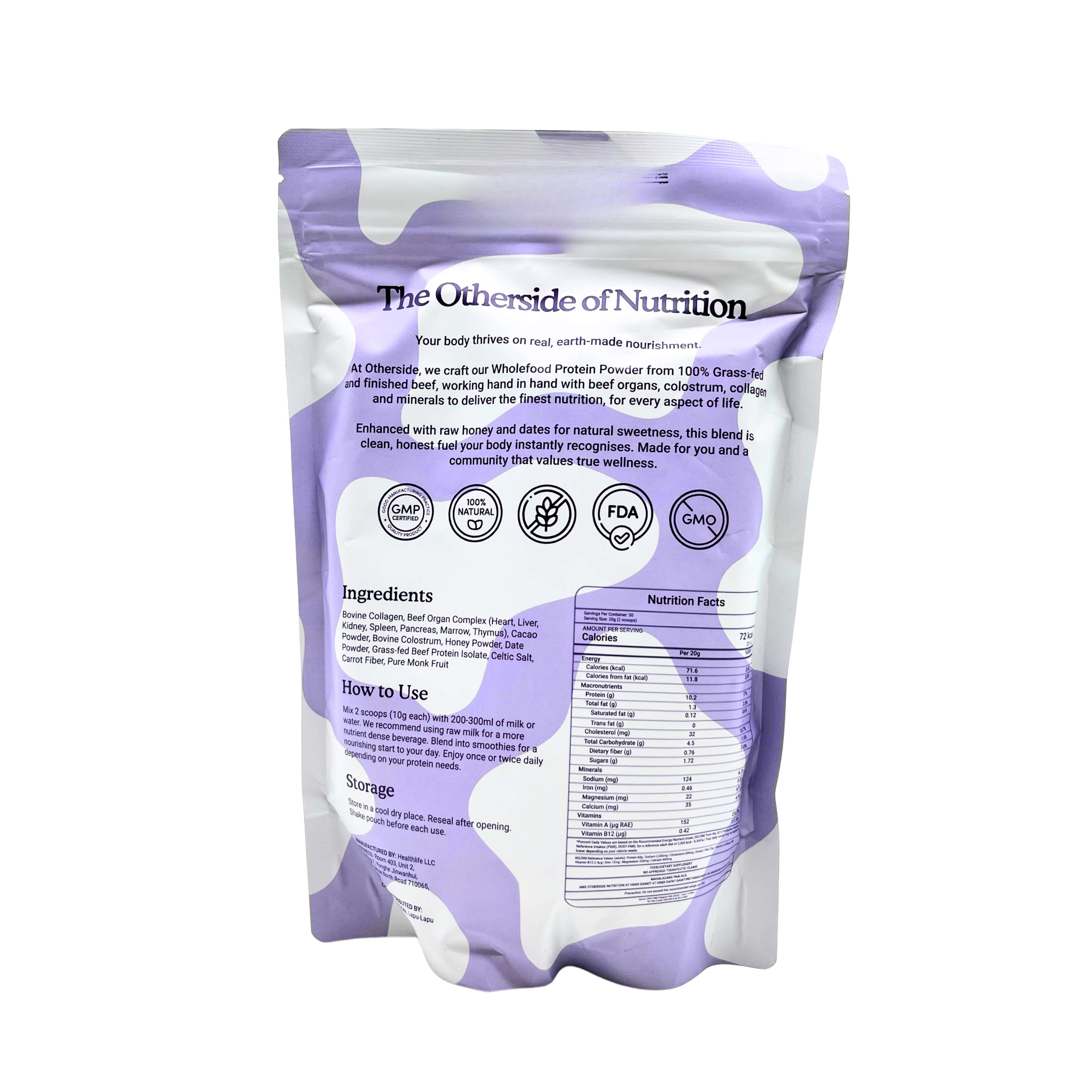 Otherside Nutrition - Grass-Fed Beef Protein Wholefood Powder