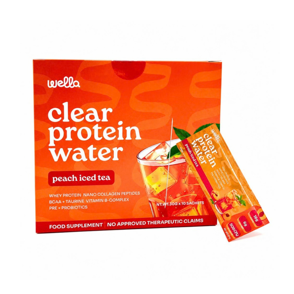 Wella Nutrition - Clear Protein Water + Collagen (Peach Iced Tea)