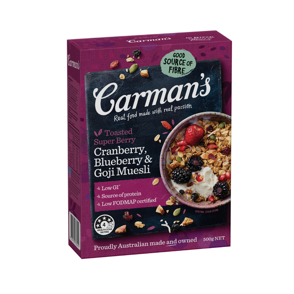 Carman's  – Toasted Super Berry Cranberry, Blueberry, and Goji Muesli Bars