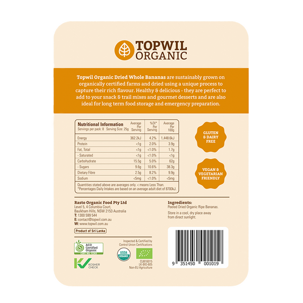 TopwiL – Dried Organic Whole Bananas