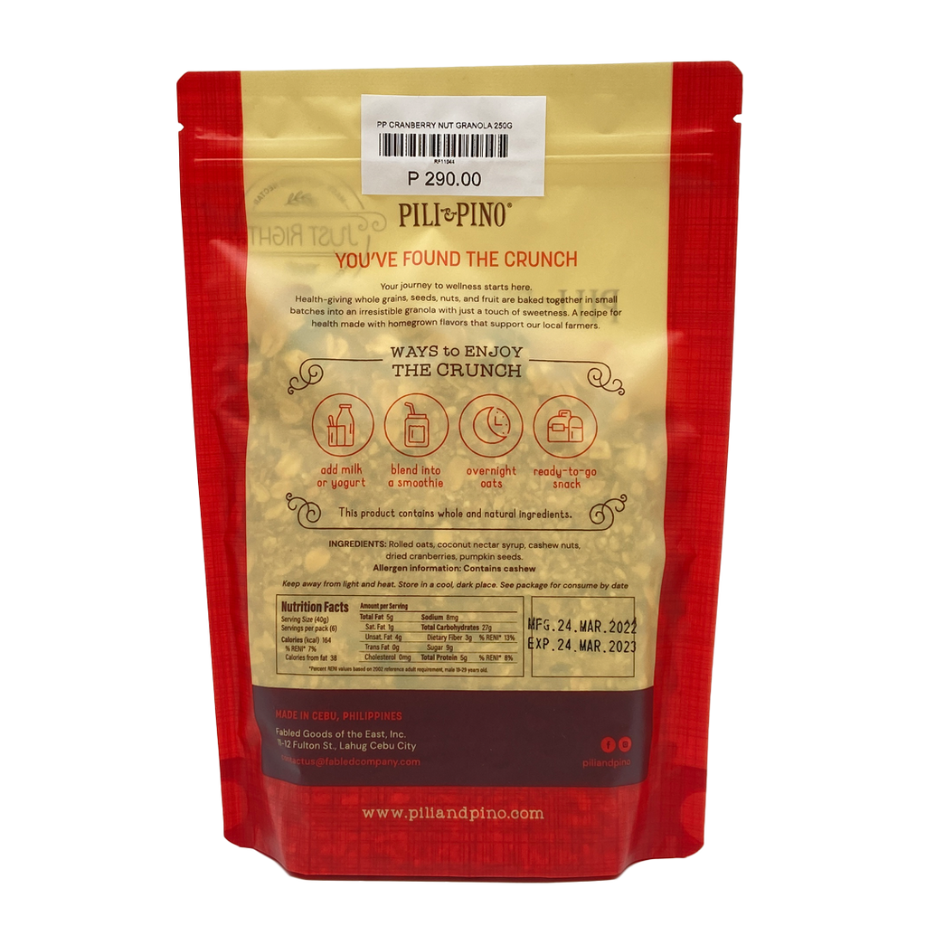Pili & Pino – Cranberry Nut Granola