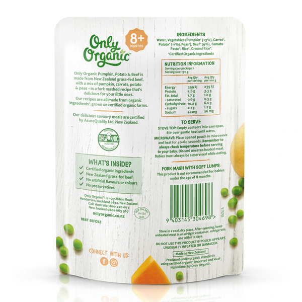 Only Organic — Pumpkin Potato & Beef (8 mos+)