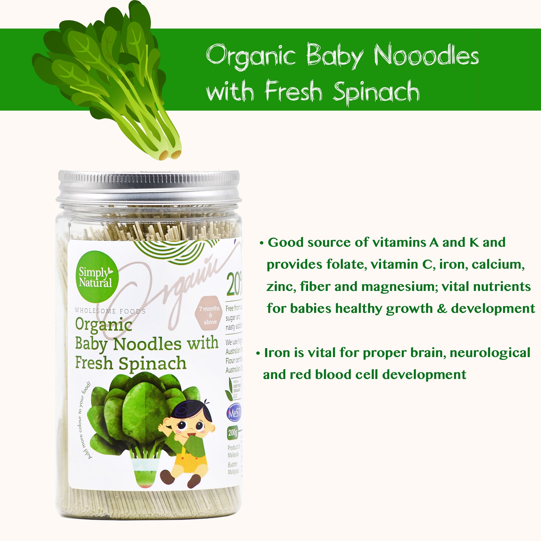 Simply Natural — Organic Baby Noodles with Fresh Spinach